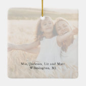 Modernes Script Elegantes Happy Holidays Foto Keramikornament (Rückseite)