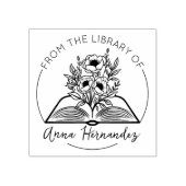 Modernes Script-Exlibris, Botanisches Buch Gummistempel (Prägung)