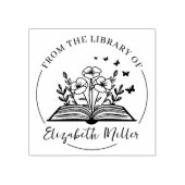 Modernes Script-Exlibris, Botanisches Buch Gummistempel (Prägung)