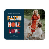 Modernes Script Faith Hope Liebe Foto Holiday Magn Magnet (Horizontal)