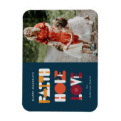 Modernes Script Faith Hope Liebe Foto Holiday Magn Magnet (Vertikal)