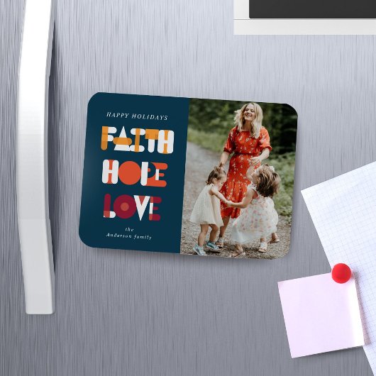 Modernes Script Faith Hope Liebe Foto Holiday Magn Magnet