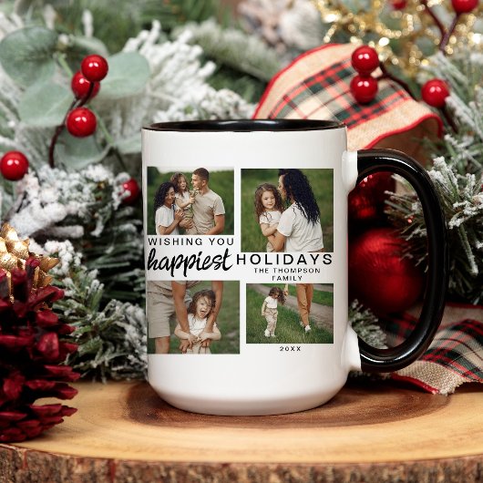 Modernes Script Family Foto Custom Christmas 2024 Kaffeetasse