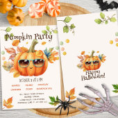 Modernes Script farbenfroh Pumpkin Kid Halloween-P Einladung