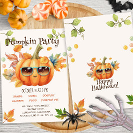 Modernes Script farbenfroh Pumpkin Kid Halloween-P Einladung