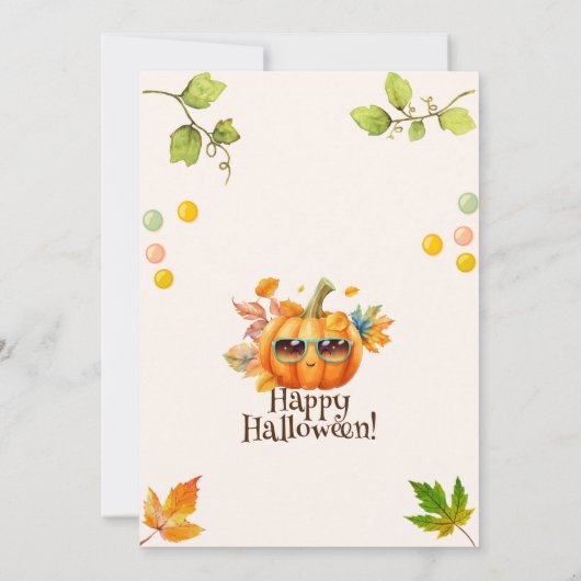 Modernes Script farbenfroh Pumpkin Kid Halloween-P Einladung (Rückseite)