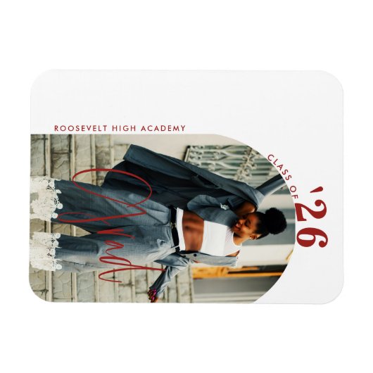 Modernes Script Foto 2024 Minimalistischer Abschlu Magnet (Horizontal)