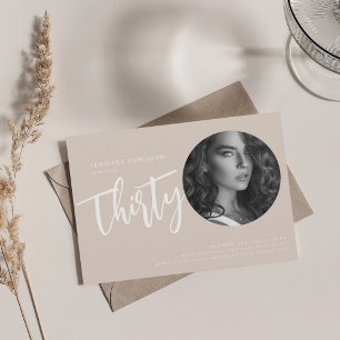 Modernes Script Foto 30. Geburtstag Party Champagn Einladung