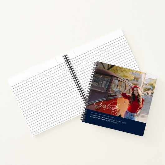 Modernes Script Foto Abschluss 2025 Gästebewertung Notizblock (Innenseite)