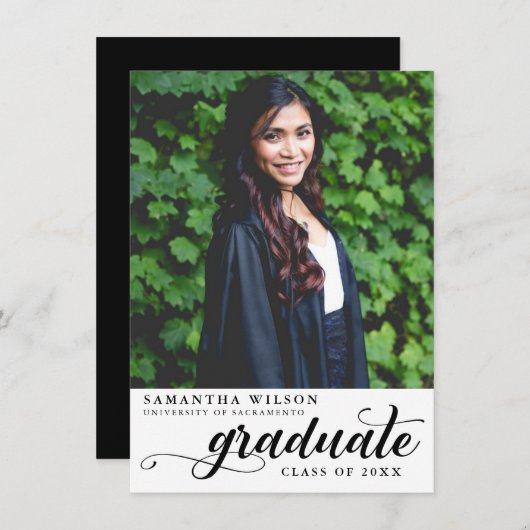 Modernes Script-Foto-Abschluss Ankündigung (Vorne/Hinten)