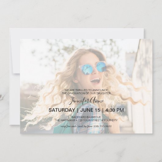 Modernes Script-Foto-Abschluss Ankündigung (Rückseite)