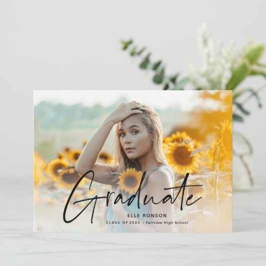 Modernes Script-Foto-Abschluss Ankündigung (Stehend Vorderseite)