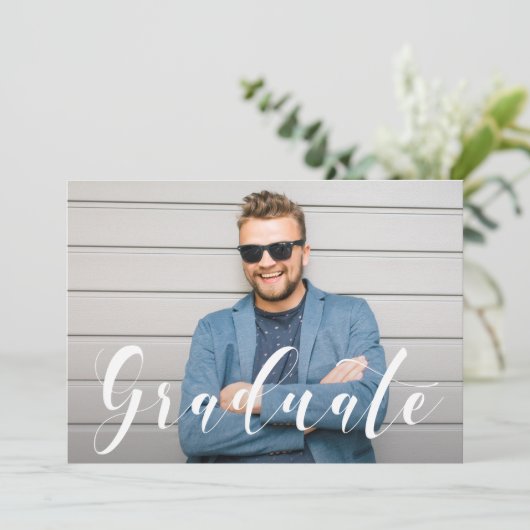 Modernes Script-Foto-Abschluss Ankündigung (Stehend Vorderseite)