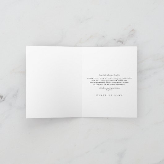 Modernes Script-Foto Abschluss Dankeskarte (Innenseite)