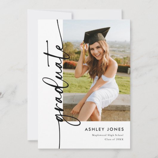 Modernes Script-Foto-Abschluss Einladung (Vorderseite)