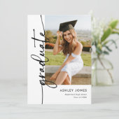 Modernes Script-Foto-Abschluss Einladung (Stehend Vorderseite)