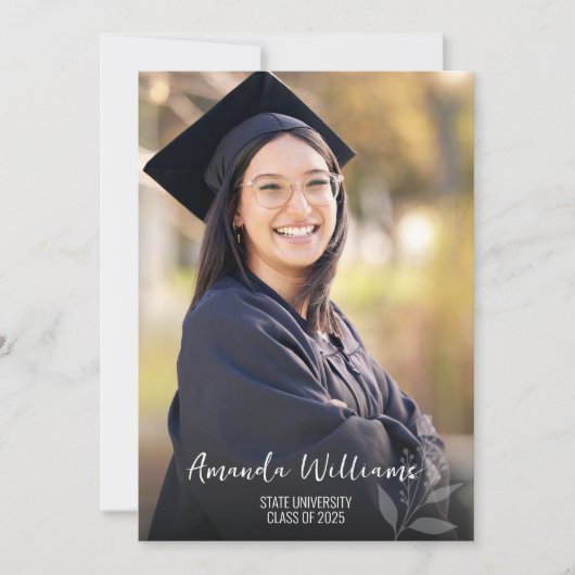 Modernes Script-Foto-Abschluss Einladung (Vorderseite)