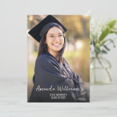 Modernes Script-Foto-Abschluss Einladung (Stehend Vorderseite)