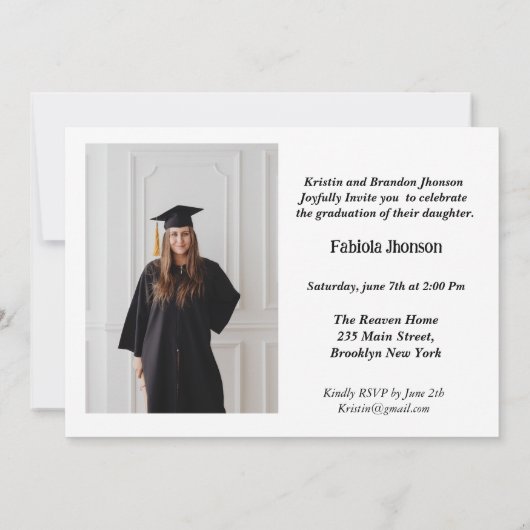 Modernes Script Foto Abschluss Einladung (Rückseite)