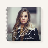 Modernes Script Foto Abschluss Gästebuch Keepake Notizblock (Vorderseite)