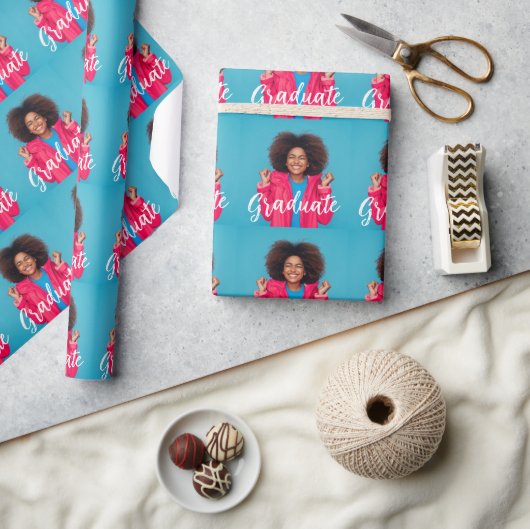 Modernes Script-Foto-Abschluss Geschenkpapier (Kunsthandwerk)