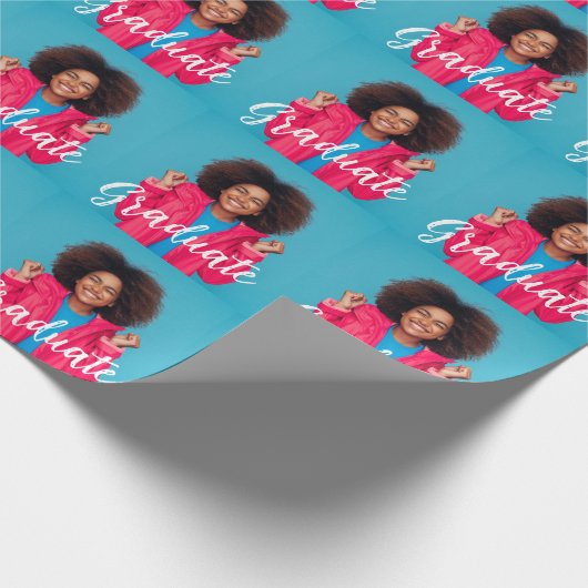 Modernes Script-Foto-Abschluss Geschenkpapier (Ecke)