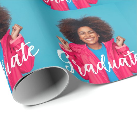 Modernes Script-Foto-Abschluss Geschenkpapier (Rolleneckpunkt)