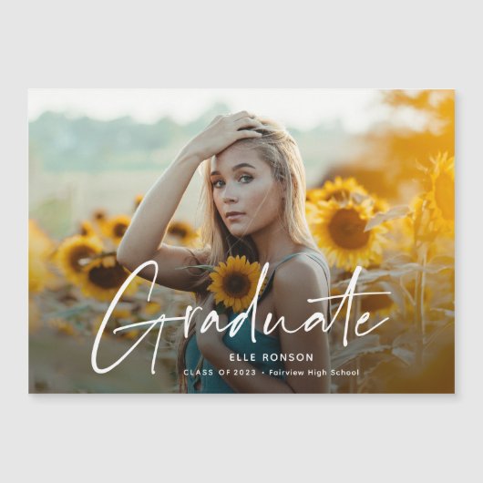 Modernes Script-Foto-Abschluss Magneteinladung (Vorderseite)