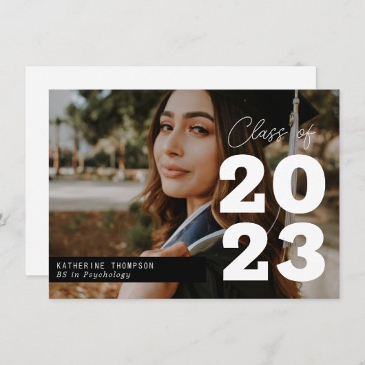 Modernes Script-Foto-Abschluss Mitteilungskarte (Vorne/Hinten)