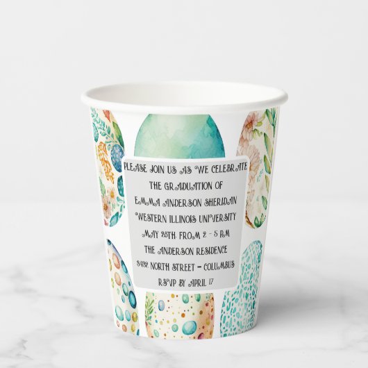 Modernes Script-Foto-Abschluss Pappbecher (Rückseite)