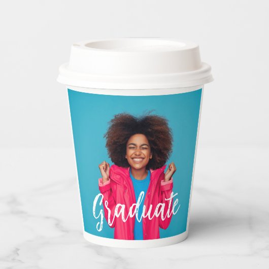 Modernes Script-Foto-Abschluss Pappbecher (Rückseite)