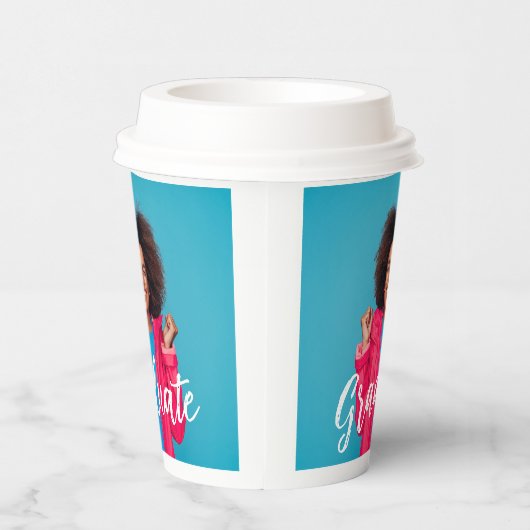 Modernes Script-Foto-Abschluss Pappbecher (Rechts)