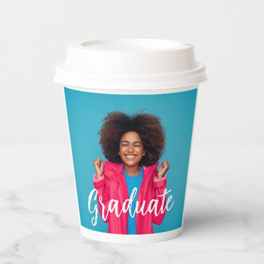 Modernes Script-Foto-Abschluss Pappbecher (Vorderseite)