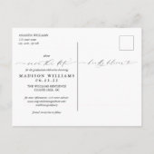 Modernes Script Foto Abschluss Save the Date Ankündigungspostkarte (Rückseite)