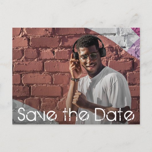 Modernes Script Foto Abschluss Save the Date Postkarte (Vorderseite)