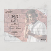 Modernes Script Foto Abschluss Save the Date Postkarte (Rückseite)