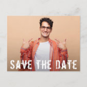 Modernes Script Foto Abschluss Save the Date Postkarte (Vorderseite)