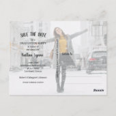 Modernes Script Foto Abschluss SAVE THE DATE Postkarte (Rückseite)