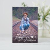 Modernes Script Foto Abschluss Vielen Dank Dankeskarte (Stehend Vorderseite)