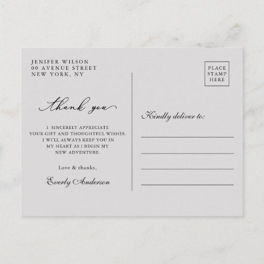 Modernes Script Foto Abschluss Vielen Dank Postkarte (Rückseite)