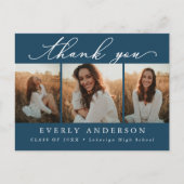 Modernes Script Foto Abschluss Vielen Dank Postkarte (Vorderseite)