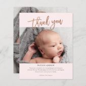 Modernes Script Foto Baby Danke Karte (Vorne/Hinten)