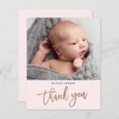 Modernes Script Foto Baby Danke Karte (Vorne/Hinten)