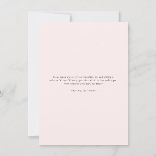 Modernes Script Foto Baby Danke Karte (Rückseite)