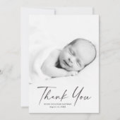 Modernes Script-Foto Baby Dankeskarte (Vorderseite)