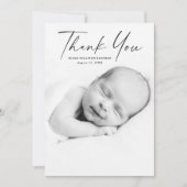 Modernes Script-Foto Baby Dankeskarte (Vorderseite)