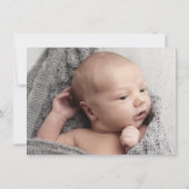 Modernes Script-Foto Baby Dankeskarte (Rückseite)