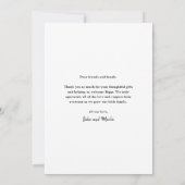 Modernes Script-Foto Baby Dankeskarte (Rückseite)