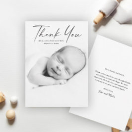 Modernes Script-Foto Baby Dankeskarte