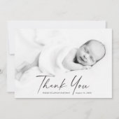Modernes Script-Foto Baby Dankeskarte (Vorderseite)